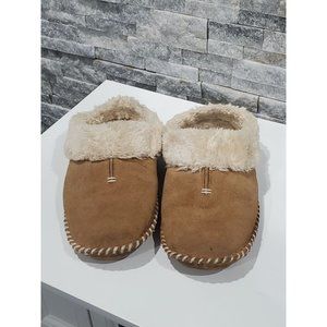 MINNETONKA WOMAN SLIPERS COLOR BROWN SUEDE SIZE 10
